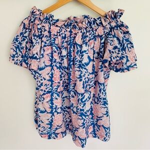 HOLLY SHAE DESIGN Kate Blouse in blue & red floral